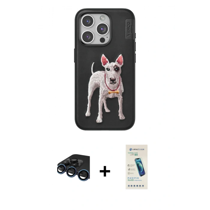 MARSİLYAN™- iPhone 15 Pro Kılıf Nova Form Koleksiyonu - Şeffaf Pasifik Cam Ekran Koruyucu + Raze Metal Kamera Lens - LT