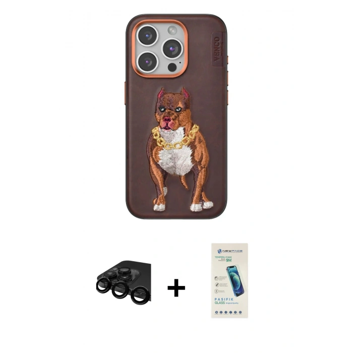 MARSİLYAN™- iPhone 15 Pro Kılıf Nova Form Koleksiyonu - Şeffaf Pasifik Cam Ekran Koruyucu + Siyah Raze Metal Kamera Lens