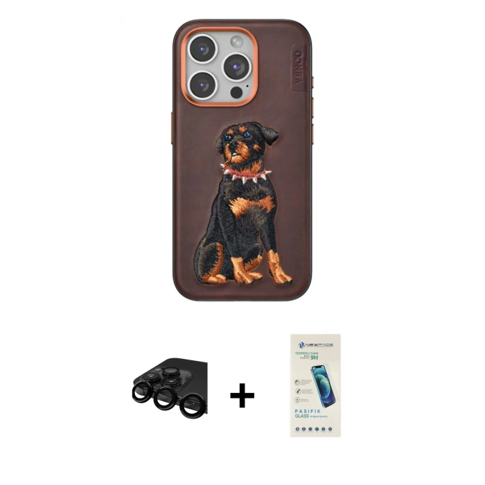 MARSİLYAN™- iPhone 15 Pro Kılıf Nova Form Koleksiyonu - Şeffaf Pasifik Cam Ekran Koruyucu + Siyah Raze Metal Kamera Lens