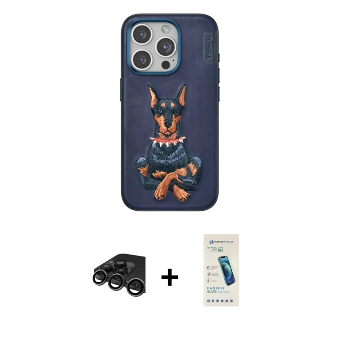 MARSİLYAN™- iPhone 15 Pro Kılıf Nova Form Koleksiyonu - Şeffaf Pasifik Cam Ekran Koruyucu + Raze Metal Kamera Lens - TMGI