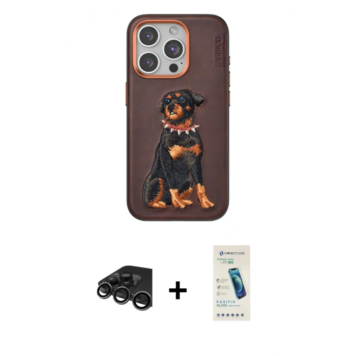 MARSİLYAN™- iPhone 15 Pro Kılıf Nova Form Koleksiyonu - Şeffaf Pasifik Cam Ekran Koruyucu + Raze Metal Kamera Lens - TMGI