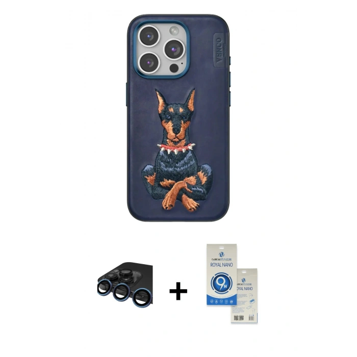 MARSİLYAN™- iPhone 15 Pro Kılıf Nova Form Koleksiyonu - Şeffaf Royal Nano Ekran Koruyucu + Raze Metal Kamera Lens - LT
