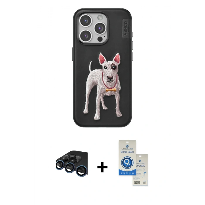 MARSİLYAN™- iPhone 15 Pro Kılıf Nova Form Koleksiyonu - Şeffaf Royal Nano Ekran Koruyucu + Raze Metal Kamera Lens - LT