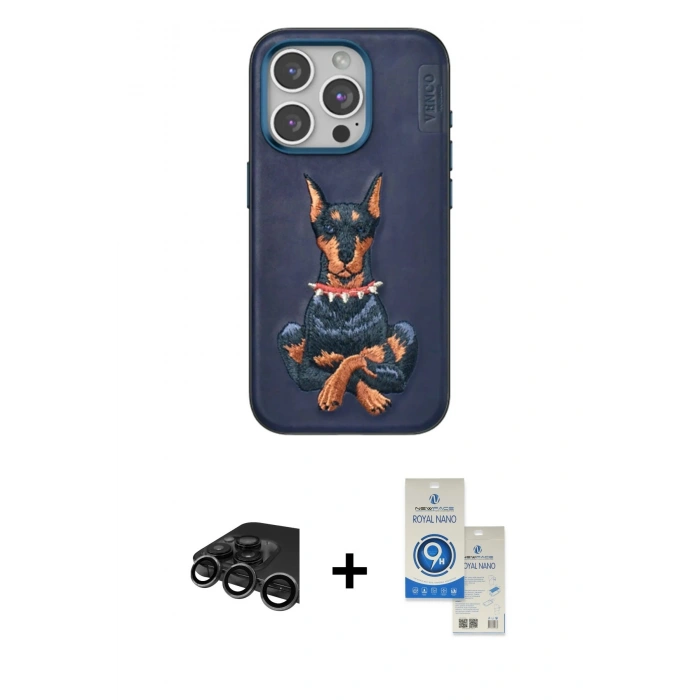 MARSİLYAN™- iPhone 15 Pro Kılıf Nova Form Koleksiyonu - Şeffaf Royal Nano Ekran Koruyucu + Raze Metal Kamera Lens - TMGI