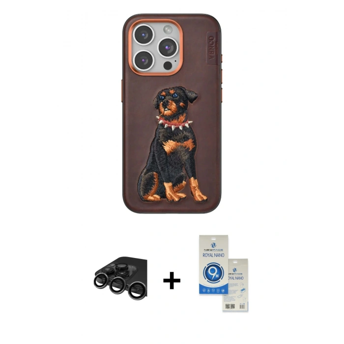 MARSİLYAN™- iPhone 15 Pro Kılıf Nova Form Koleksiyonu - Şeffaf Royal Nano Ekran Koruyucu + Raze Metal Kamera Lens - TMGI