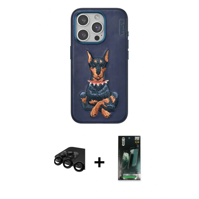 MARSİLYAN™- iPhone 15 Pro Kılıf Nova Form Koleksiyonu - Siyah 360 Mat Full Body Arka Koruyucu + Raze Metal Kamera Lens - SH