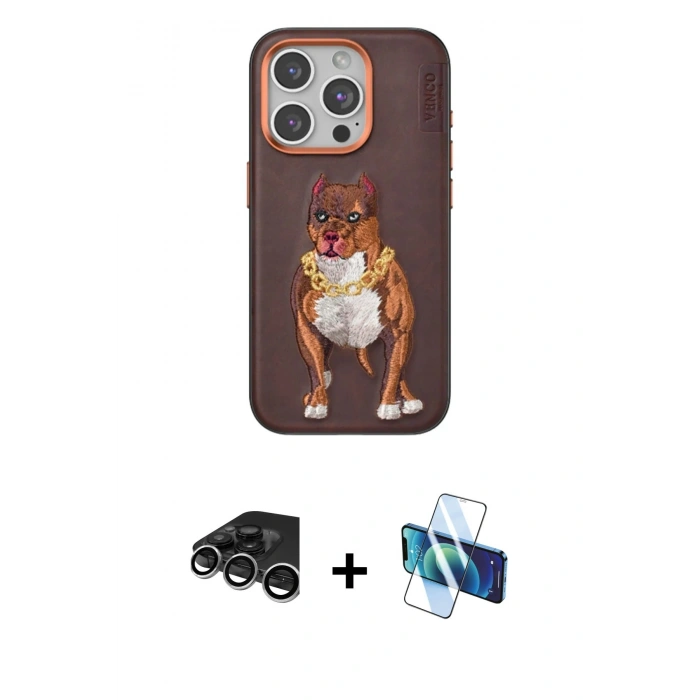 MARSİLYAN™- iPhone 15 Pro Kılıf Nova Form Koleksiyonu - Siyah 3D Antistatik Cam Ekran Koruyucu + Raze Metal Kamera Lens - GS