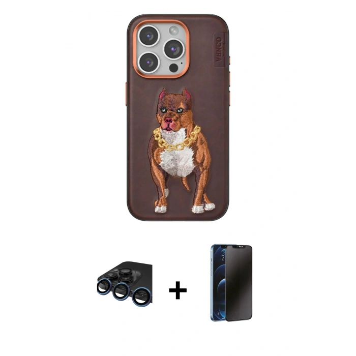 MARSİLYAN™- iPhone 15 Pro Kılıf Nova Form Koleksiyonu - Siyah 3D Antistatik Hayalet Cam Ekran Koruyucu + Raze Metal Kamera Lens - LT
