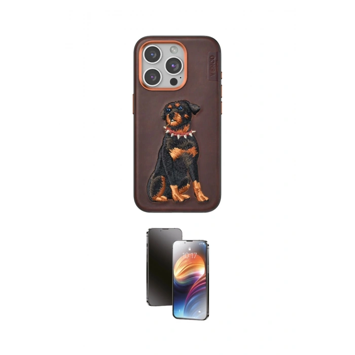 MARSİLYAN™- iPhone 15 Pro Kılıf Nova Form Koleksiyonu - Siyah 3D Antistatik Mat Seramik Nano Ekran Koruyucu