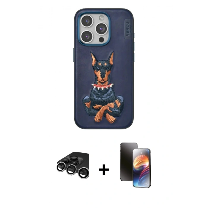 MARSİLYAN™- iPhone 15 Pro Kılıf Nova Form Koleksiyonu - Siyah 3D Antistatik Mat Seramik Nano Ekran Koruyucu + Raze Metal Kamera Lens - GS