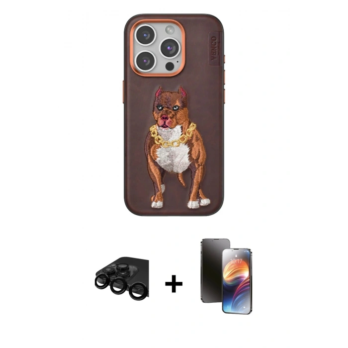 MARSİLYAN™- iPhone 15 Pro Kılıf Nova Form Koleksiyonu - Siyah 3D Antistatik Mat Seramik Nano Ekran Koruyucu + Raze Metal Kamera Lens - SH