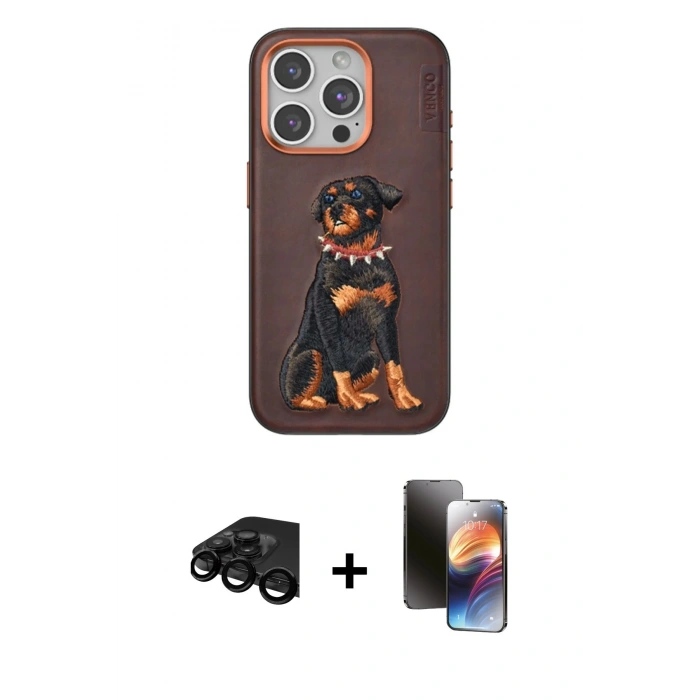 MARSİLYAN™- iPhone 15 Pro Kılıf Nova Form Koleksiyonu - Siyah 3D Antistatik Mat Seramik Nano Ekran Koruyucu + Raze Metal Kamera Lens - SH