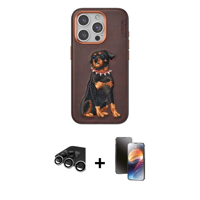 MARSİLYAN™- iPhone 15 Pro Kılıf Nova Form Koleksiyonu - Siyah 3D Antistatik Mat Seramik Nano Ekran Koruyucu + Raze Metal Kamera Lens - GS