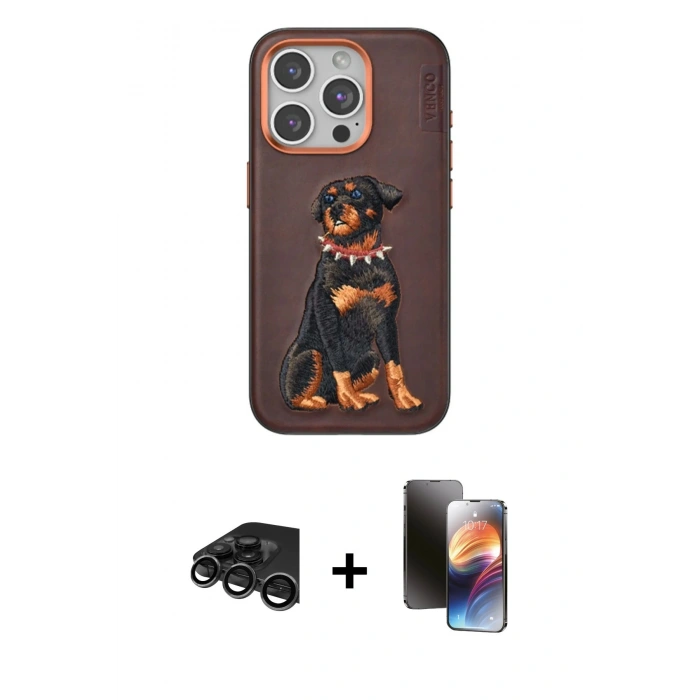 MARSİLYAN™- iPhone 15 Pro Kılıf Nova Form Koleksiyonu - Siyah 3D Antistatik Mat Seramik Nano Ekran Koruyucu + Raze Metal Kamera Lens - TMGI