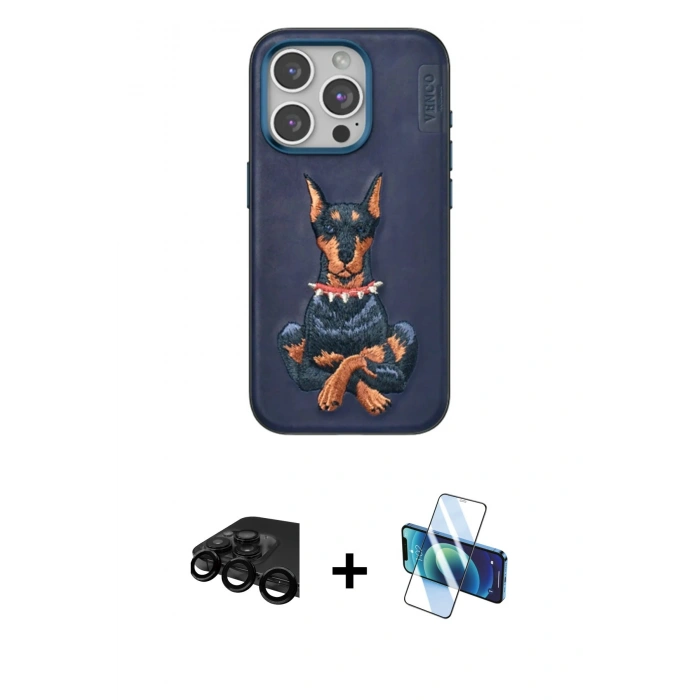 MARSİLYAN™- iPhone 15 Pro Kılıf Nova Form Koleksiyonu - Siyah 3D Antistatik Seramik Nano Ekran Koruyucu + Siyah Raze Metal Kamera Lens