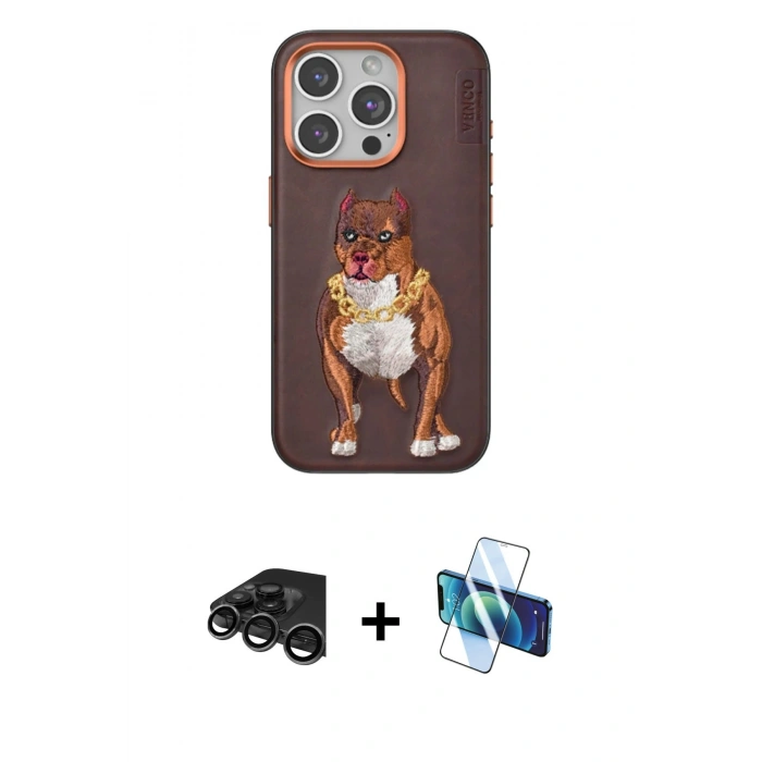 MARSİLYAN™- iPhone 15 Pro Kılıf Nova Form Koleksiyonu - Siyah 3D Antistatik Seramik Nano Ekran Koruyucu + Raze Metal Kamera Lens - TMGI