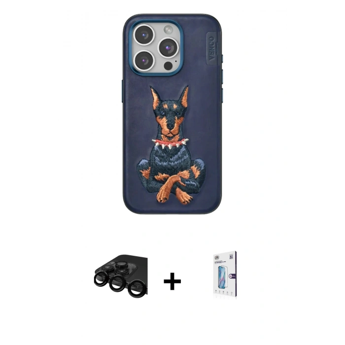 MARSİLYAN™- iPhone 15 Pro Kılıf Nova Form Koleksiyonu - Siyah Bilvis 0.18mm Plus Cam Ekran Koruyucu + Raze Metal Kamera Lens - SH
