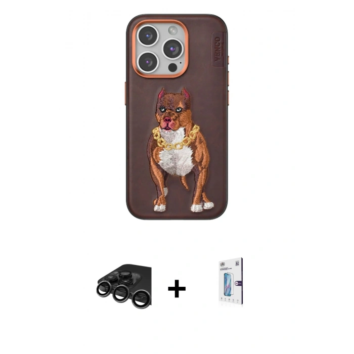 MARSİLYAN™- iPhone 15 Pro Kılıf Nova Form Koleksiyonu - Siyah Bilvis 0.18mm Plus Cam Ekran Koruyucu + Raze Metal Kamera Lens - TMGI