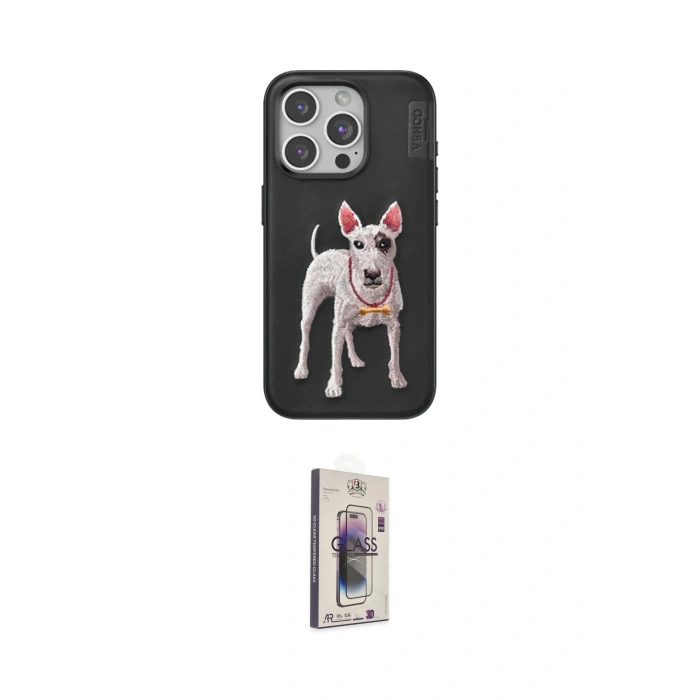 MARSİLYAN™- iPhone 15 Pro Kılıf Nova Form Koleksiyonu - Siyah Bilvis 3D Cam Ekran Koruyucu
