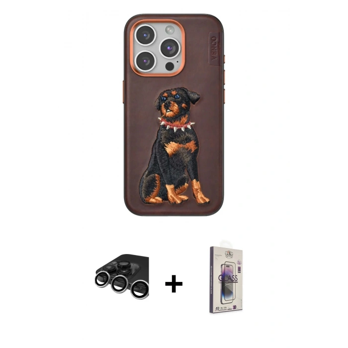 MARSİLYAN™- iPhone 15 Pro Kılıf Nova Form Koleksiyonu - Siyah Bilvis 3D Cam Ekran Koruyucu + Raze Metal Kamera Lens - GS