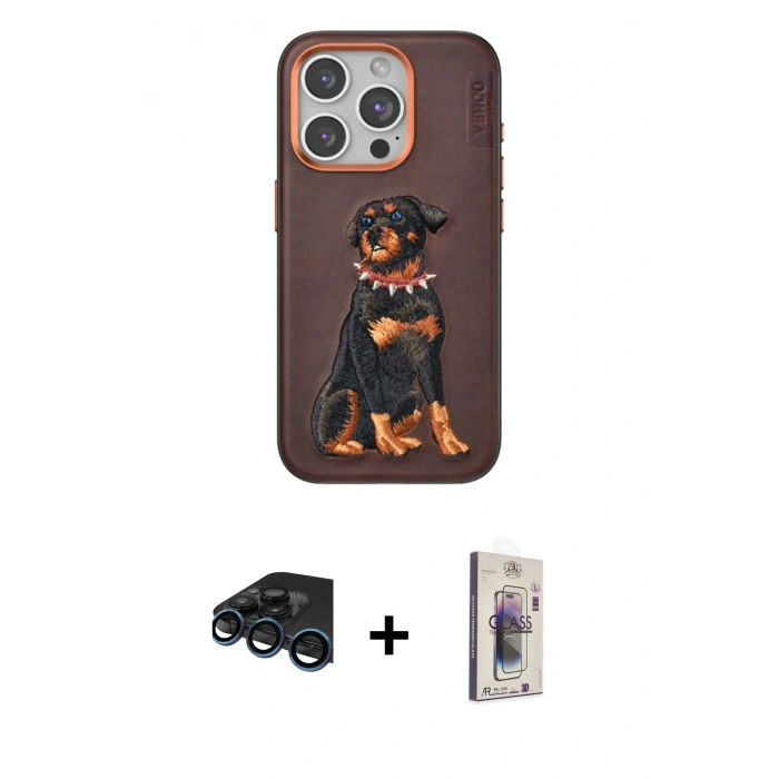 MARSİLYAN™- iPhone 15 Pro Kılıf Nova Form Koleksiyonu - Siyah Bilvis 3D Cam Ekran Koruyucu + Raze Metal Kamera Lens - LT