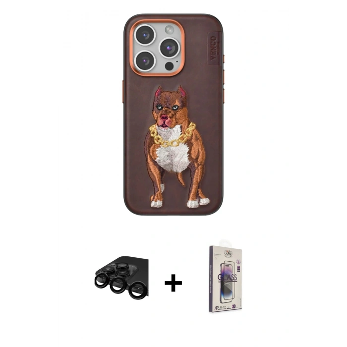 MARSİLYAN™- iPhone 15 Pro Kılıf Nova Form Koleksiyonu - Siyah Bilvis 3D Cam Ekran Koruyucu + Raze Metal Kamera Lens - SH