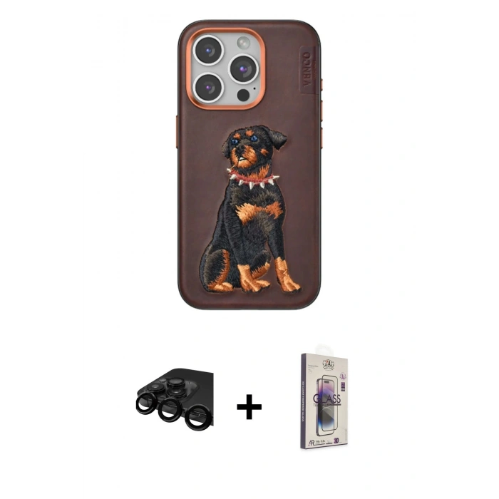 MARSİLYAN™- iPhone 15 Pro Kılıf Nova Form Koleksiyonu - Siyah Bilvis 3D Cam Ekran Koruyucu + Raze Metal Kamera Lens - SH