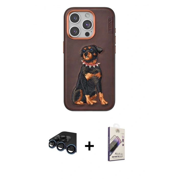 MARSİLYAN™- iPhone 15 Pro Kılıf Nova Form Koleksiyonu - Siyah Bilvis 3D Mat Cam Ekran Koruyucu + Raze Metal Kamera Lens - LT