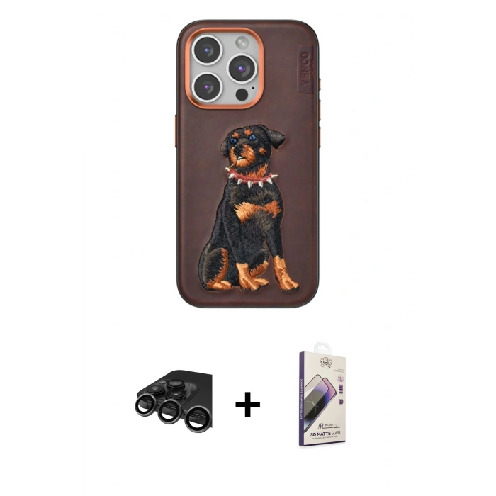 MARSİLYAN™- iPhone 15 Pro Kılıf Nova Form Koleksiyonu - Siyah Bilvis 3D Mat Cam Ekran Koruyucu + Raze Metal Kamera Lens - TMGI