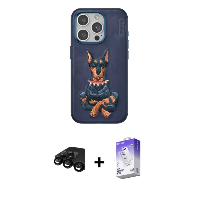 MARSİLYAN™- iPhone 15 Pro Kılıf Nova Form Koleksiyonu - Siyah Bilvis 5in1 3D Magic Cam Ekran Koruyucu + Raze Metal Kamera Lens - SH