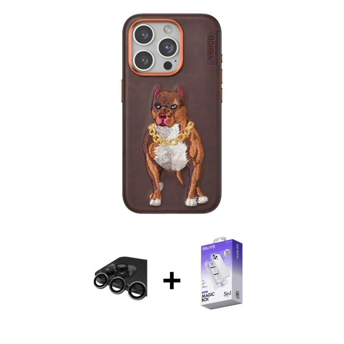 MARSİLYAN™- iPhone 15 Pro Kılıf Nova Form Koleksiyonu - Siyah Bilvis 5in1 3D Magic Cam Ekran Koruyucu + Raze Metal Kamera Lens - TMGI