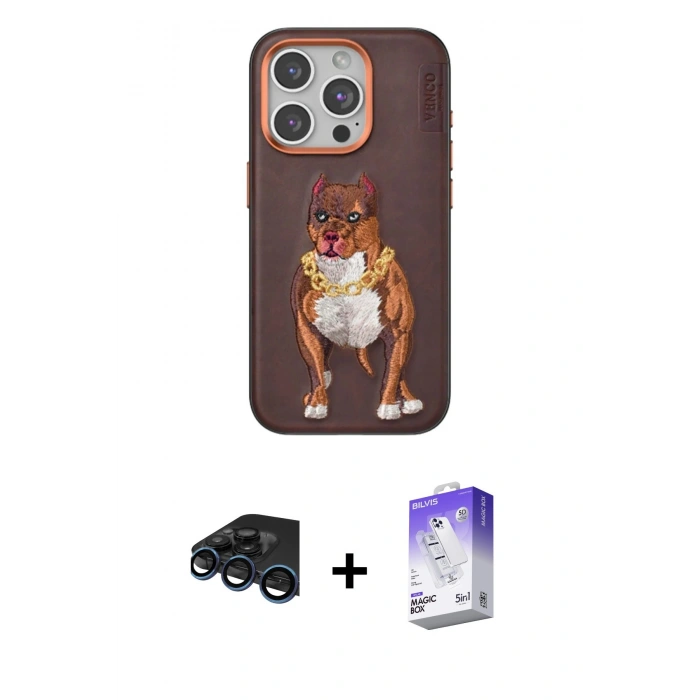 MARSİLYAN™- iPhone 15 Pro Kılıf Nova Form Koleksiyonu - Siyah Bilvis 5in1 3D Magic Cam Ekran Koruyucu + Raze Metal Kamera Lens - LT