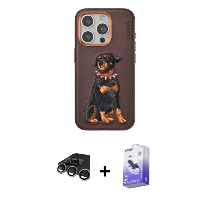 MARSİLYAN™- iPhone 15 Pro Kılıf Nova Form Koleksiyonu - Siyah Bilvis 5in1 5D Magic Hayalet Cam Ekran Koruyucu + Raze Metal Kamera Lens - GS