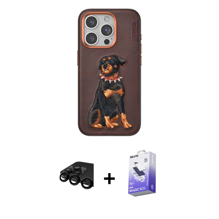 MARSİLYAN™- iPhone 15 Pro Kılıf Nova Form Koleksiyonu - Siyah Bilvis 5in1 5D Magic Hayalet Cam Ekran Koruyucu + Raze Metal Kamera Lens - SH