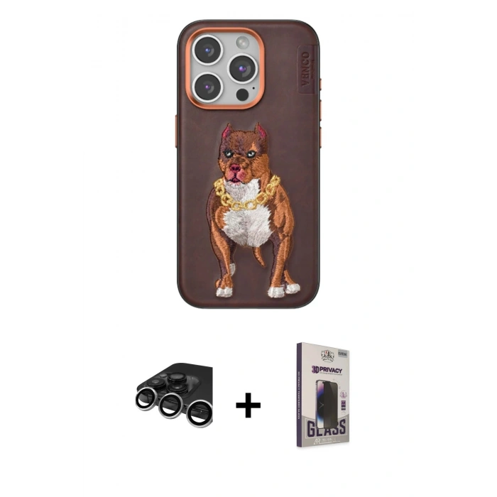 MARSİLYAN™- iPhone 15 Pro Kılıf Nova Form Koleksiyonu - Siyah Bilvis Hayalet Cam Ekran Koruyucu + Raze Metal Kamera Lens - GS