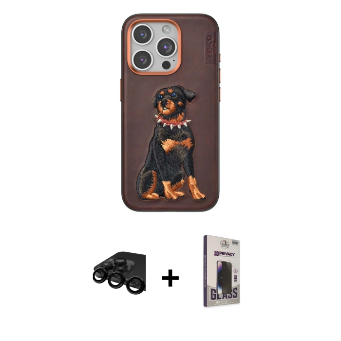 MARSİLYAN™- iPhone 15 Pro Kılıf Nova Form Koleksiyonu - Siyah Bilvis Hayalet Cam Ekran Koruyucu + Raze Metal Kamera Lens - SH