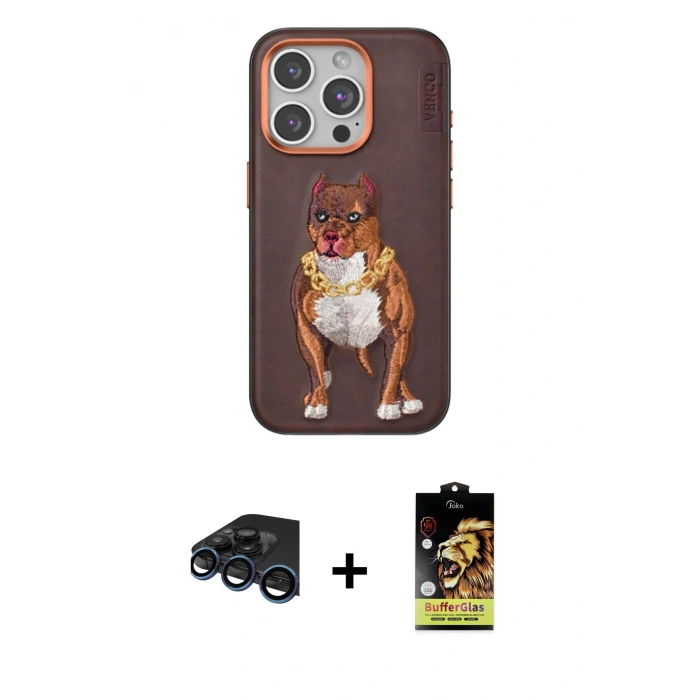 MARSİLYAN™- iPhone 15 Pro Kılıf Nova Form Koleksiyonu - Siyah Buffer Cam Ekran Koruyucu + Raze Metal Kamera Lens - LT
