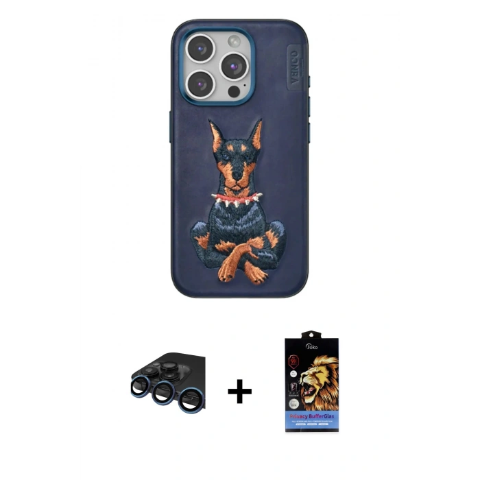 MARSİLYAN™- iPhone 15 Pro Kılıf Nova Form Koleksiyonu - Siyah Buffer Hayalet Cam Ekran Koruyucu + Raze Metal Kamera Lens - LT