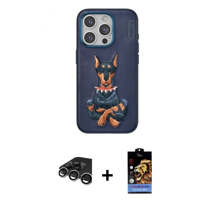 MARSİLYAN™- iPhone 15 Pro Kılıf Nova Form Koleksiyonu - Siyah Buffer Hayalet Cam Ekran Koruyucu + Raze Metal Kamera Lens - GS