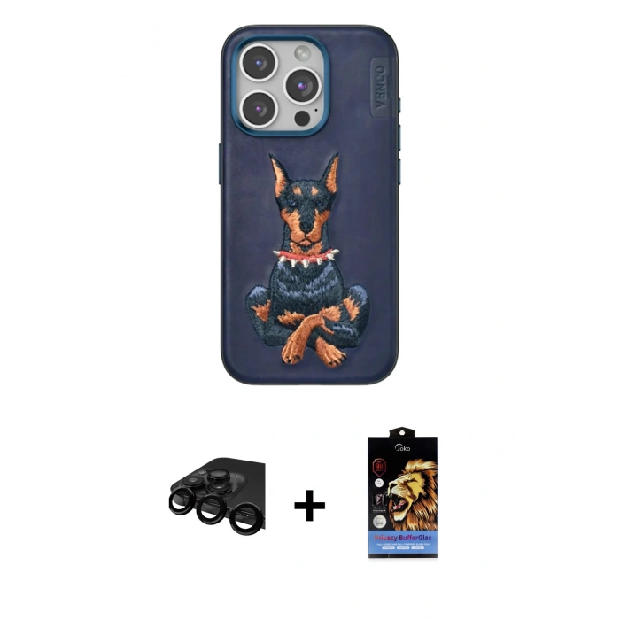 MARSİLYAN™- iPhone 15 Pro Kılıf Nova Form Koleksiyonu - Siyah Buffer Hayalet Cam Ekran Koruyucu + Raze Metal Kamera Lens - SH