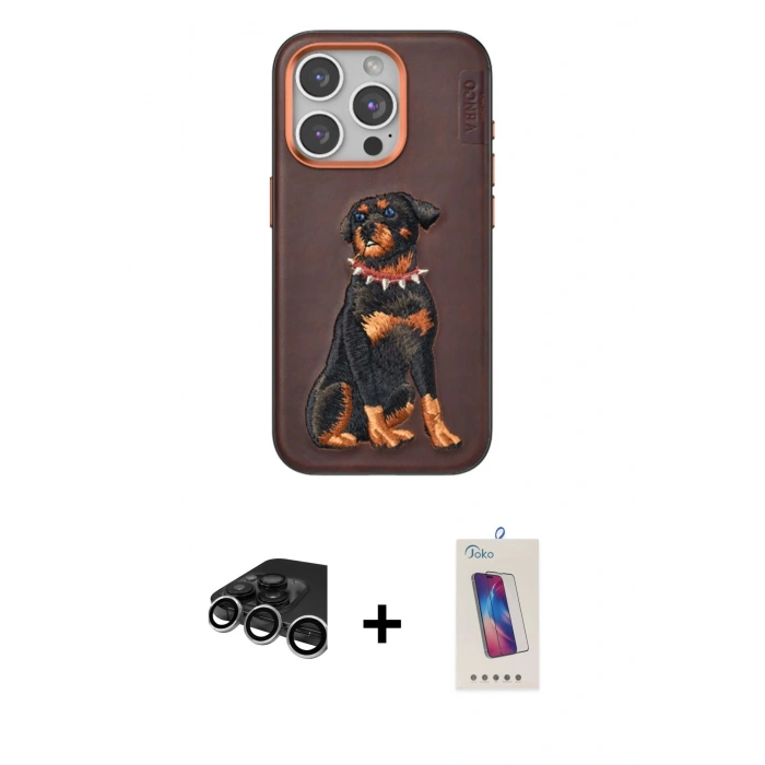 MARSİLYAN™- iPhone 15 Pro Kılıf Nova Form Koleksiyonu - Siyah Joko 5D Cam + Gümüş Raze Metal Kamera Lens