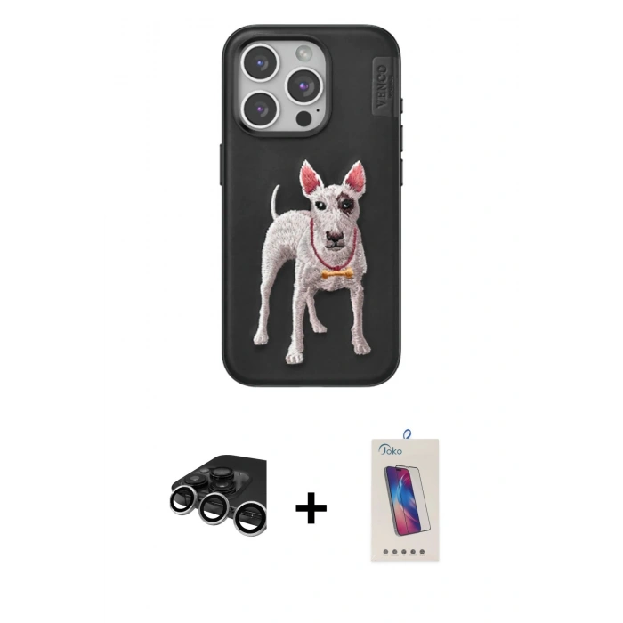 MARSİLYAN™- iPhone 15 Pro Kılıf Nova Form Koleksiyonu - Siyah Joko 5D Cam + Raze Metal Kamera Lens - GS