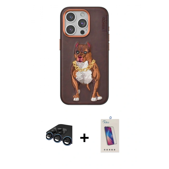MARSİLYAN™- iPhone 15 Pro Kılıf Nova Form Koleksiyonu - Siyah Joko 5D Cam + Raze Metal Kamera Lens - LT