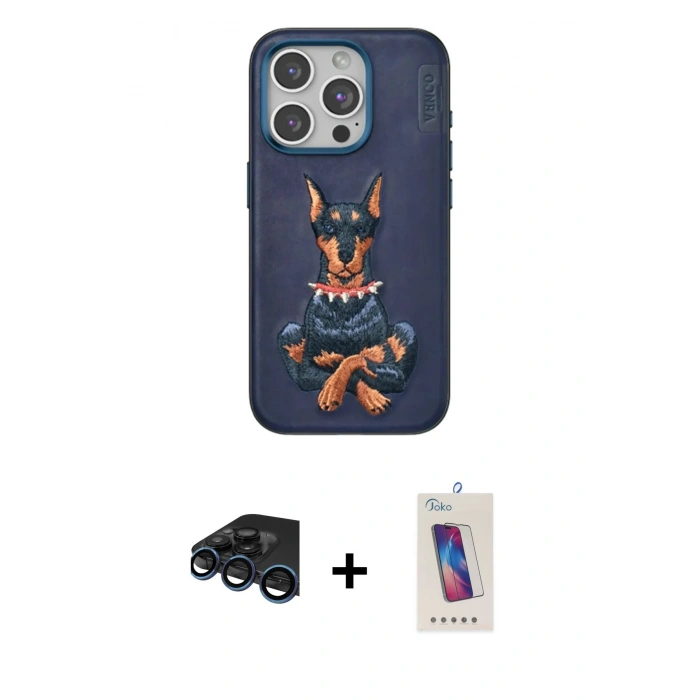 MARSİLYAN™- iPhone 15 Pro Kılıf Nova Form Koleksiyonu - Siyah Joko 5D Cam + Raze Metal Kamera Lens - LT