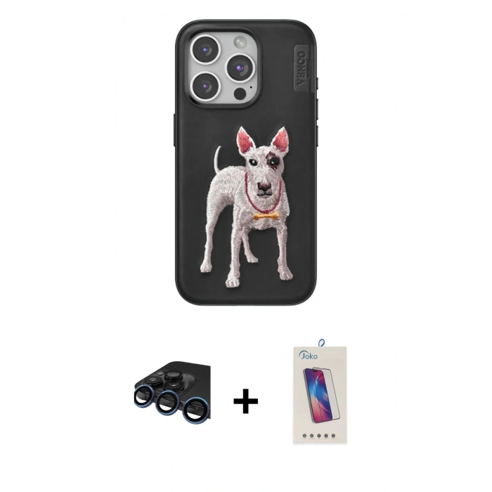 MARSİLYAN™- iPhone 15 Pro Kılıf Nova Form Koleksiyonu - Siyah Joko 5D Cam + Raze Metal Kamera Lens - LT