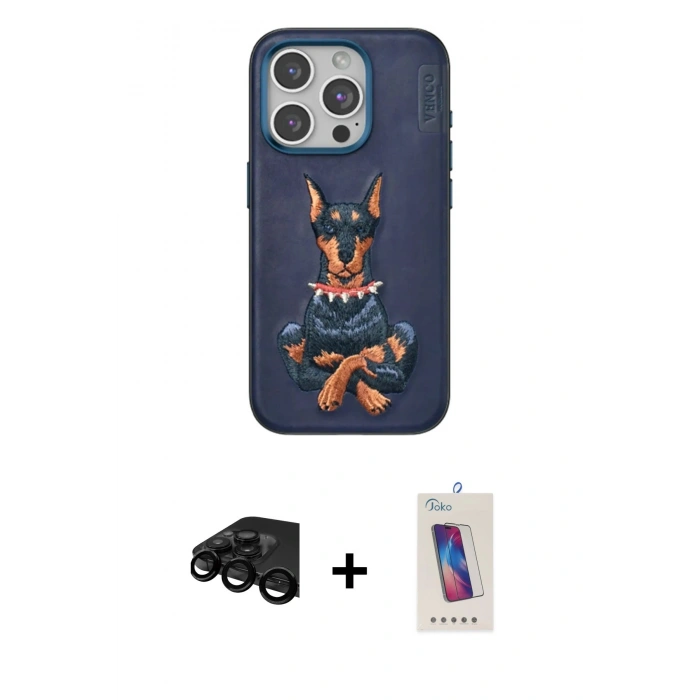 MARSİLYAN™- iPhone 15 Pro Kılıf Nova Form Koleksiyonu - Siyah Joko 5D Cam + Raze Metal Kamera Lens - SH