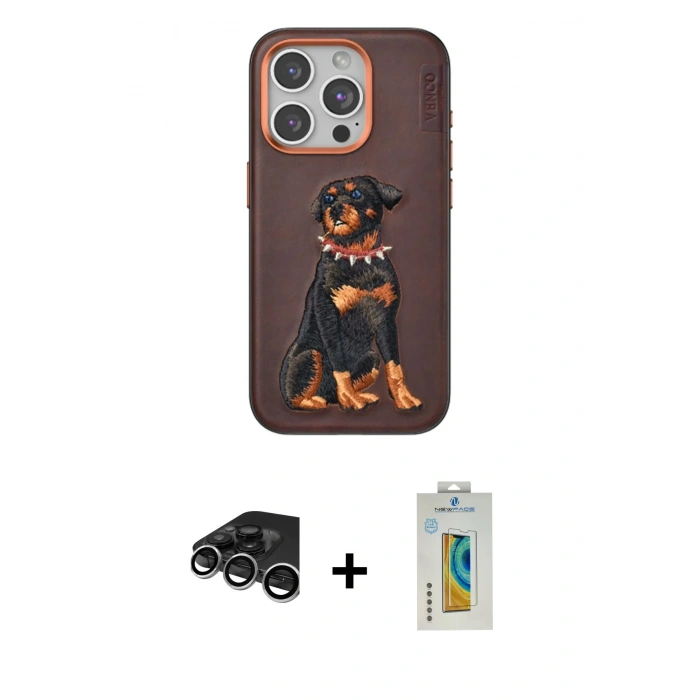 MARSİLYAN™- iPhone 15 Pro Kılıf Nova Form Koleksiyonu - Siyah Polymer Nano Ekran Koruyucu + Gümüş Raze Metal Kamera Lens
