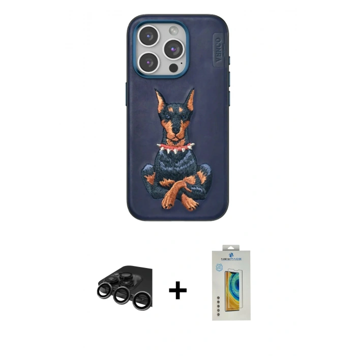 MARSİLYAN™- iPhone 15 Pro Kılıf Nova Form Koleksiyonu - Siyah Polymer Nano Ekran Koruyucu + Raze Metal Kamera Lens - TMGI