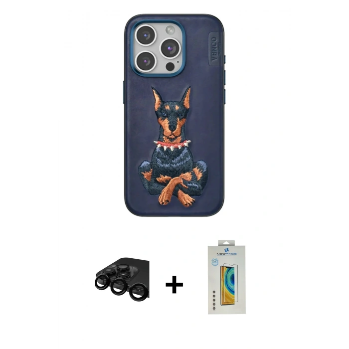 MARSİLYAN™- iPhone 15 Pro Kılıf Nova Form Koleksiyonu - Siyah Polymer Nano Ekran Koruyucu + Raze Metal Kamera Lens - SH