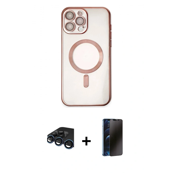 MARSİLYAN™- iPhone 15 Pro Kılıf Nova Işık Özel Seri - Siyah 3D Antistatik Hayalet Cam Ekran Koruyucu + Raze Metal Kamera Lens - LT